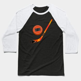 NHL - PA Orange Black Stick and Puck Baseball T-Shirt